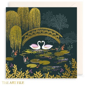 SAM154 Gift card - Swans and arched bridge 
